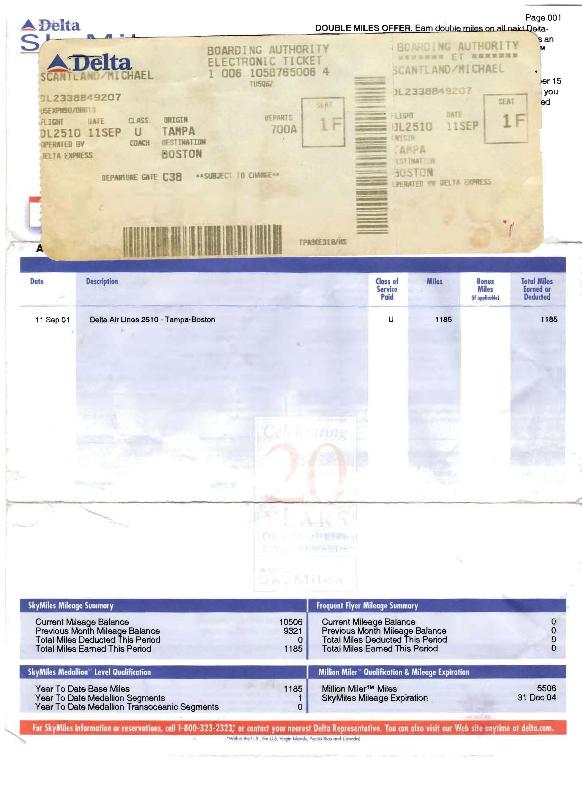 Skymiles and Ticket Stub